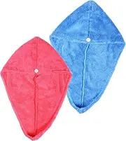 Baluue 2pcs Hair Dying Towels Turban Hair Drying Wrap Hair Dry Wrap