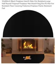 Hearth Rugs for Fireplaces Fire Resistant, 32 x 60 inch Fireproof Fireplace Mat