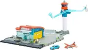 [Matchbox] Toy Car Playset, Takeoff Adventure Airport Set with Die-Cast Audi in 1:64 Scale, Plastic Plane, Take-Off & Landing Feature & Storage