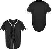 [MESOSPERO] Blank Baseball Jersey Plain 90's Hip Hop Hipster Button Down Short Sleeve Active T Shirts Uniform for Men S-XXXL