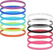 [YUXIANLB] 12 Pcs Thin Non Slip Elastic Sport Headbands for Women Men Workout Athletic Headband Colorful Single Skinny Sweatbands for Running Soccer Basketball Yoga Tennis Cycling Outdoor