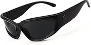 [FEISEDY] Y2K Futuristic Sunglasses for Men Women Cool Oval Wrap Around 90s Visor B2951