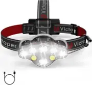 Headlamp Rechargeable LED Bright Head Lamp 8 Modes IPX5 USB Headlight Flashlight