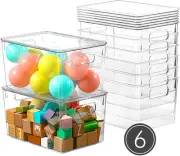 6-Pack Clear Storage Bins with Lids - 7 Quart Stackable Plastic Containers