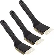 Festivalking BBQ Brush Set of 3: 2 in 1 Brass Wire Grill Cleaning Brushes with Stainless Steel Scraper, BBQ Grill Brush, Wire BBQ Brush with Scraper, Brass Wire Brush