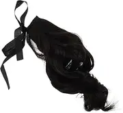 Beavorty Ponytail Wig Curly Human Hair Wig Hair Ponytail Extension Curly Hair Ponytail Claw Clip Ponytail Extension Human Hair Dark Brown Long Wavy Hairpieces Black High Temperature Wire