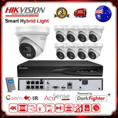 Hikvision 4K 8CH 8MP ColorVu IP Camera System Kit Smart Hybrid Light Two Audio