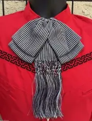 Mexican Charro and Mariachi Black/White Adult Bow Tie .Moño Charro/Mariachi