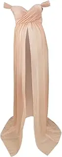 [Hailong Ming] Calculation Dress Off Shoulder Chiffon Front Maxi Pregnancy Dresses