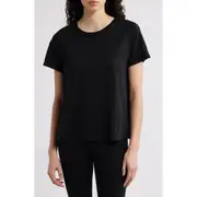 Eileen Fisher Crewneck Organic Linen T-Shirt in Black at Nordstrom, Size Small