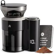 Greater Goods Burr Coffee Grinder with Built-in Coffee Scale, Onyx Black