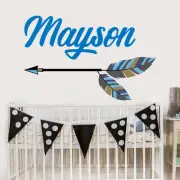 Name Wall Decal Boho Nursery Decor Arrow Decal Boy Name Rustic Decor Vinyl MA222