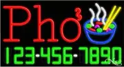 BRAND NEW "PHO" W/YOUR PHONE NUMBER 37x20 REAL NEON SIGN W/CUSTOM OPTIONS 15031