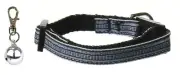 Light Blue and White Preppy Stripes Nylon Ribbon Cat Collar with Silver Bell