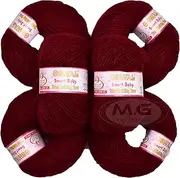 Oswal 100% Acrylic Wool Red (14 pc) Baby Soft 4 ply Wool Ball Hand Knitting Wool/Art Craft Soft Fingering Crochet Hook Yarn, Needle Knitting Yarn Thread Dye Y
