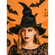 Women's Velvet Witch Hat for Halloween – Pointed Gothic Costume Accessory for Women's Cosplay, Parties and Festivals