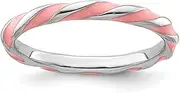 [Stackable Expressions] 925 Sterling Silver Polished Twisted Pink Enameled 2.4 x 2.0mm Stackable Ring USA Size 6 Jewelry for Women