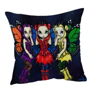 Three Wise Faeries No See Hear and Speak Cushion Cover