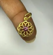 Tourmaline Flower Necklace, 18k Solid Gold Natural Tourmaline Flower Pendant