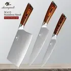 Shuangmali 3PCS Chinese Chef Knife Set 5Cr15 Stainless Steel Slicing Kitchen Kni
