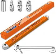 Offset Extension Wrench, 15-Inch Offset Impact-Ready Socket Wrench Tool with 1/2", 1/4" and 3/8" Square Drive Adapters, Zero Degree Ratchet Tool for Car, Orange