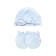 Baby Anti-scratch Gloves Knotted Hat Set Handguard Cotton Mittens Beanie