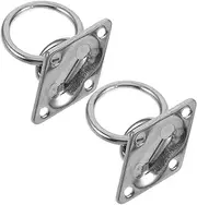 2pcs Diamond Hanging Ring Deck Heavy Duty Hooks Bolts Marine Hook Eye Plate with Hook Mount Suspension Ceiling Wall Mount Hook Anchor Ring Hook Silver Stainless Steel