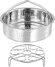 Skingwa Steamer Basket for Instant Pot Pressure Cookers Pots Accessories Steamer Basket with Egg Steamer Rack Steam Divider (Steamer Basket + Rack)