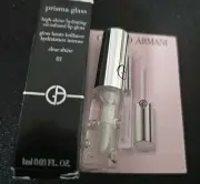 NEW Giorgio Armani Prisma Glass Lip Gloss In 01 Clear Shine 1ml Travel Size NIB