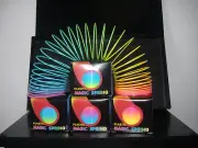 3 Rainbow magic spring slinky plastic childrens toy 3" diameter rainbow colors