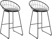 Artiss Bar Stools Stool Set of 2 Kitchen Counter Barstools Dining Chair Metal Faux Linen Fabric in 65cm Seat Height Floor for Home Dining Room Cafe Outdoor Indoor