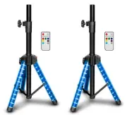 2 Technical Pro PT3LED Rechargeable RGBWY LED Tripod DJ Speaker Stands w/Remotes