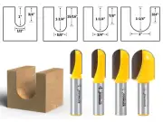 4 Bit Core Box Router Bit Set - 1/2" Shank - Yonico 14461