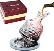Paysky Crystal Wine Decanter Lead-Free Crystal Glass, 360 Degree Spinning, 1.5L Red Wine Aerator Great Gift Box, Wine Accessories