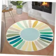 4ft Round Rug Boho Circle Nursery Rug Colorful Washable Area 4' Diameter Blue