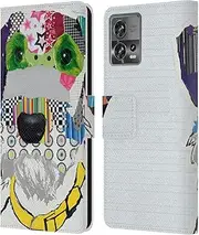 [Head Case Designs] Officially Licensed Michel Keck Fox Terrier Dogs Leather Book Wallet Case Cover Compatible with Motorola Moto Edge 30 Fusion