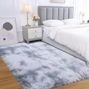 Fluffy Area Rug for Bedroom: Grey Plush Soft 3' x 5' (Rectangular) Gray Plush