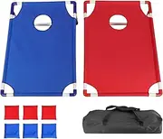 Cornhole Board Set - Foldable Toss Game, Portable Lawn Toy | Bean Bags Included, Classic Backyard Beach Camping Picnic Patio Garden Indoor Outdoor Fun for Kids Adults Family Party Accessory