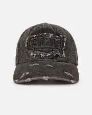 [VON DUTCH] Von Dutch Washed Denim Dad Strapback Hat Washed Grey - Size ONE ONE Washed Grey