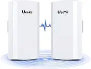 UeeVii 2.4GHz Wireless Bridge Outdoor, Long Range WiFi Bridge for Barn, Garage, Shop, 100Mbps Ports, 100Mbps Data Rate, IP65 Waterproof, Plug & Play Point to Point CPE, 2-Pack