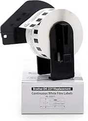 HOUSELABELS Compatible with DK-2211 Replacement Roll for Brother QL Label Printers; Continuous Length Film Tape; 1-1/7" x 50 feet (29mm*15.2m) with 1 Reusable Cartridge - 6 Rolls