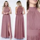 AZAZIE IMAN Dress A2 Vintage Mauve A Line Ruched Chiffon Bridesmaid