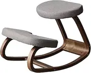 Ergonomic Kneeling Chair, Wooden Office Chair to Improve Posture, Chair for Home Office Meditation Wooden & Linen Cushion, Office Chair for Back Neck Pain Relief & Improving Posture Black Walnut