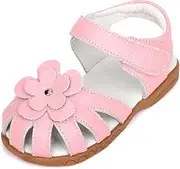 [Femizee] Girls Genuine Leather Soft Closed Toe Princess Flat Shoes Summer Sandals(Toddler/Little Kid)