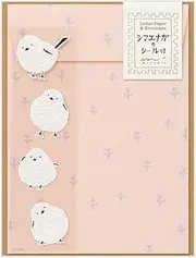 Midori 86637006 Letter Set with Stickers, 12 Stationery Notes, 4 Envelopes Included, Shimaenaga Pattern A