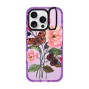 iPhone 16 Pro Impact Ring Stand Case MagSafe Compatible Floral&Butterfly
