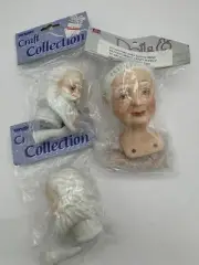 Craft Doll Heads Santa Mrs Clause Porcelain Vintage