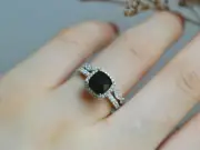 2Ct Cushion Lab Created Black Diamond Halo Engagement Ring 14k White Gold Plated