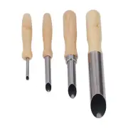 4PCS Clay Hole Cutter Solid Wood Handle Round Blade Sculpture Modeling Tool Set