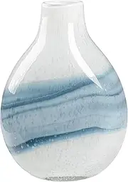 Andrea Glass Vase by Torre & Tagus | White Vases for Decor | Colored Glass Vase Made for Living Room, Home Office | Ocean Decor Flower Vase | Coastal Decor Vase for Entryway Table | 11" Tall White